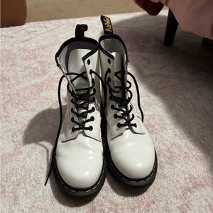 Dr. Martens White and Black Combat Boots